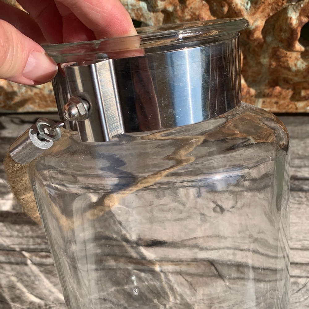 Glass Lantern Vase with Rope Handle - Clear Glass - Picture 5 of 11